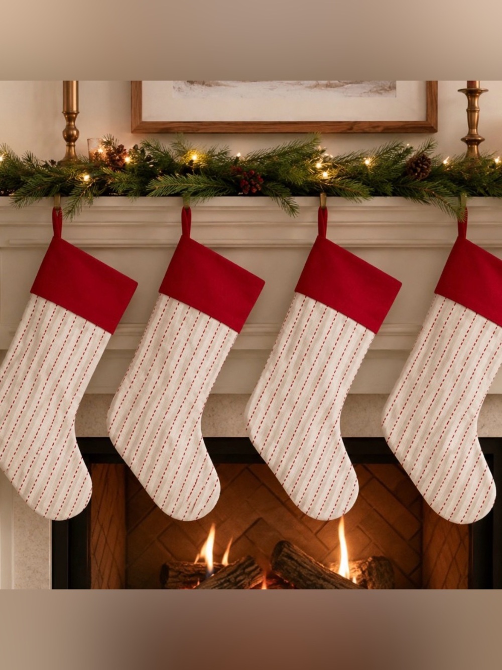 Park Designs Peppermint STOCKING x 4  Christmas Holiday Stockings Mantle Decor